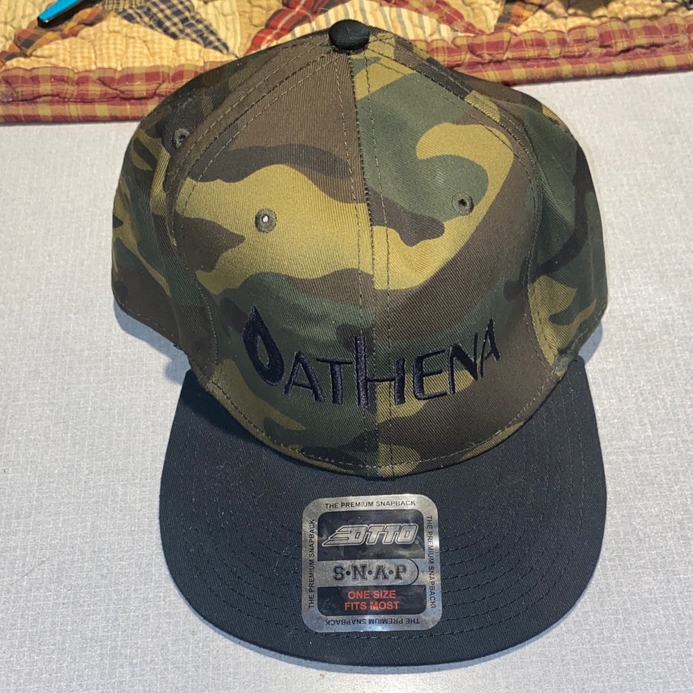 Athena Camo Snapback Hat - Olive Green & Black